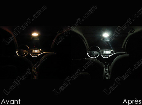Front ceiling light LED for Kia Picanto 2 before and after