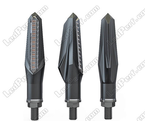 Sequential LED indicators for Aprilia Pegaso Strada Trail 650 from different viewing angles.
