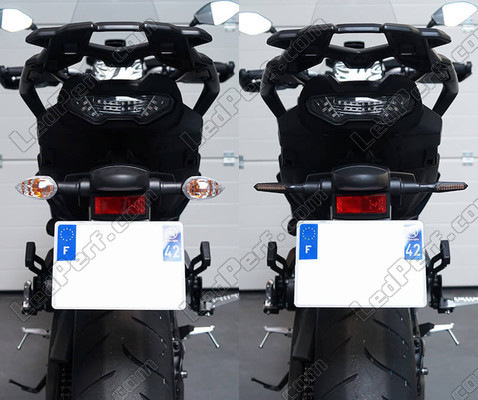 Before and after comparison following a switch to Sequential LED Indicators for Aprilia RSV 1000 (2001 - 2003)