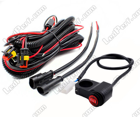 Complete electrical harness with waterproof connectors, 15A fuse, relay and handlebar switch for a plug and play installation on Harley-Davidson Super Glide Sport 1450<br />