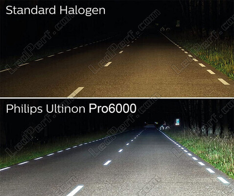 Comparison Philips ULTINON Pro6000 H4 LED Bulbs versus original halogen bulbs