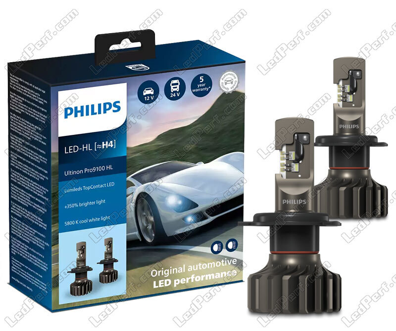 LED Bulb kit H4 PHILIPS Ultinon Pro9100 5800K +350%