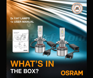 Content of the H7 LED kit Osram LEDriving® XTR bulbs and notice