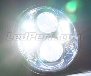 Black Full LED Motorcycle Optics for Round Headlight 5.75 Inch - Type 3 Pure White lighting