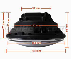Black Full LED Motorcycle Optics for Round Headlight 7 Inch - Type 4 Dimensions