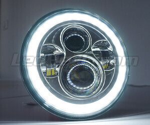 Black Full LED Motorcycle Optics for Round Headlight 7 Inch - Type 5 Angel Eye
