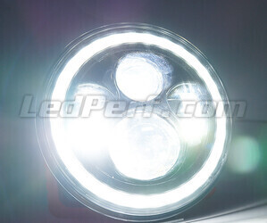 Black Full LED Motorcycle Optics for Round Headlight 7 Inch - Type 5 Pure White lighting