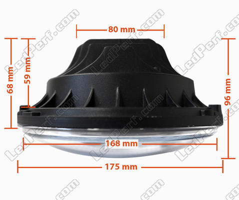 Black Full LED Motorcycle Optics for Round Headlight 7 Inch - Type 3 Dimensions