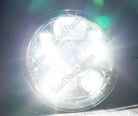 Chrome Full LED Motorcycle Optics for Round Headlight 5.75 Inch - Type 1 Pure White lighting