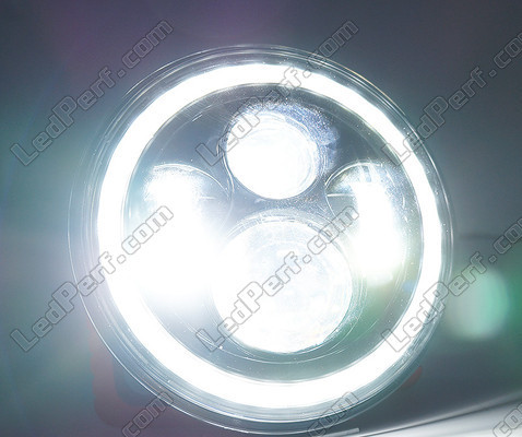 Chrome Full LED Motorcycle Optics for Round Headlight 7 Inch - Type 5 Pure White lighting