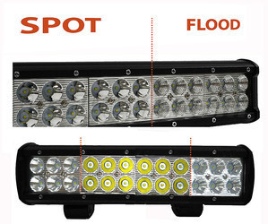 LED Light Bar CREE Double Row 72W 5100 Lumens for 4WD - ATV - SSV Spotlight VS Floodlight