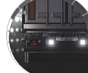 Lorry with 2 LED Osram LEDriving Reversing FX120S-WD reversing lights in operation