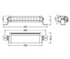 Schematic of the Dimensions for the Osram LEDriving® LIGHTBAR FX250-CB LED bar