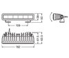 Schematic of the Dimensions for the Osram LEDriving® LIGHTBAR SX180-SP LED bar