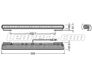 Schematic of the Dimensions for the Osram LEDriving® LIGHTBAR SX500-SP LED bar