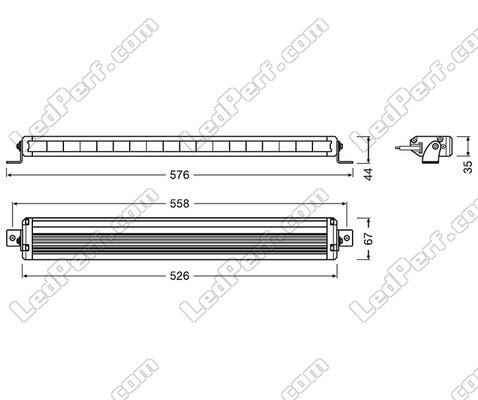 Schematic of the Dimensions for the Osram LEDriving® LIGHTBAR VX500-SP LED bar