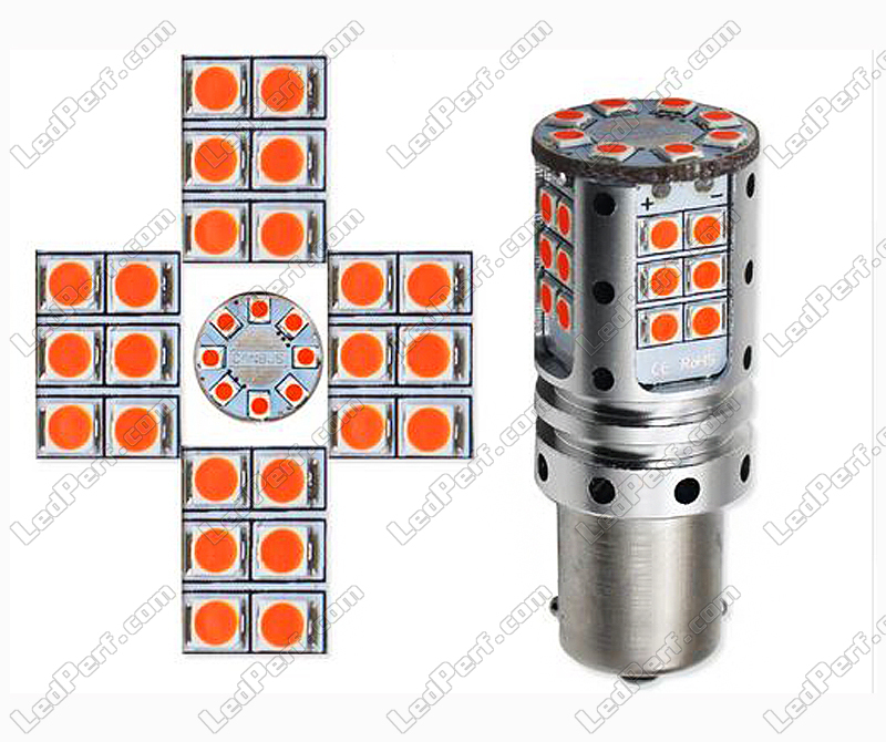 Ampoule canbus PY21W BAU15S 105 leds 4014 orange pour clignotant -  Led-effect