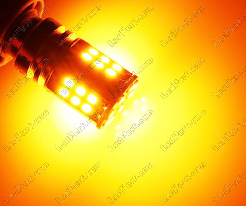 Orange PY21W LED Bulb Xtrem Canbus 32 Leds - Ultra Powerful - Base BAU15S