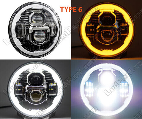 Type 6 LED headlight for Buell M2 Cyclone - Round motorcycle optics approved