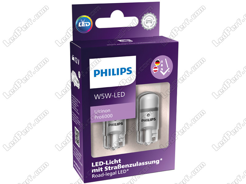 Pair LED Lamps Philips Ultinon Pro6000 Si W5W 8000K