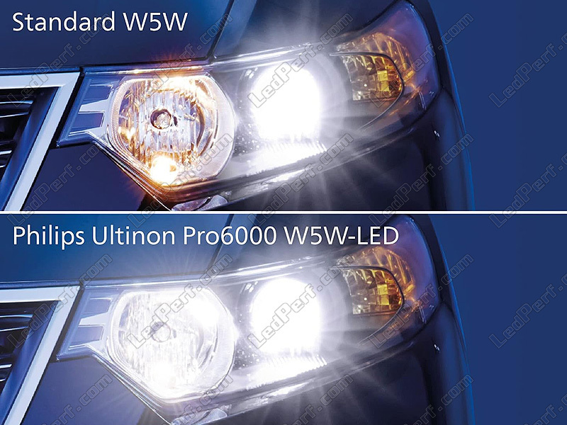 2x W5W LED Ultinon Pro6000 Blanc Froid 6000K - Philips