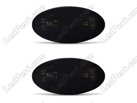 Front view of the dynamic LED side indicators for Citroen C1 - Smoked Black Color