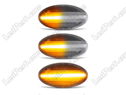 Lighting of the transparent sequential LED turn signals for Citroen C1
