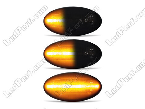 Lighting of the black dynamic LED side indicators for Citroen C3 Picasso