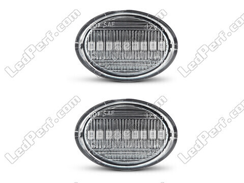 Front view of the sequential LED turn signals for Fiat 500 L - Transparent Color