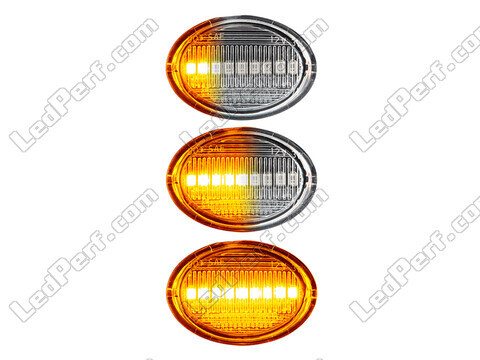 Lighting of the transparent sequential LED turn signals for Fiat 500 L