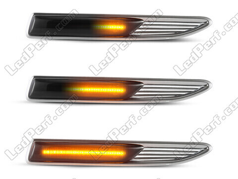 Lighting of the black dynamic LED side indicators for Ford Mondeo MK4