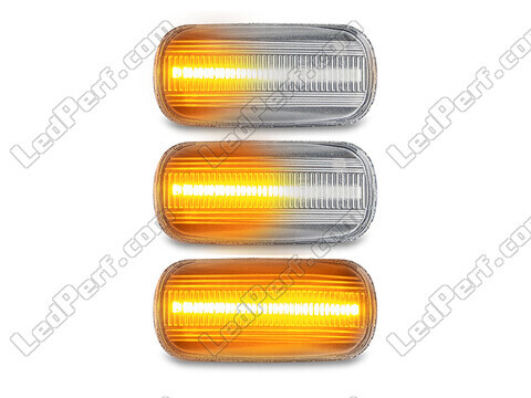 Lighting of the transparent sequential LED turn signals for Honda Jazz