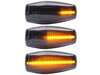 Lighting of the black dynamic LED side indicators for Hyundai Coupe GK3