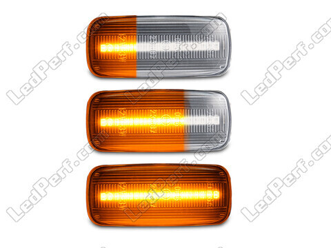 Lighting of the transparent sequential LED turn signals for Jeep Compass