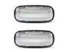 Front view of the sequential LED turn signals for Land Rover Defender - Transparent Color