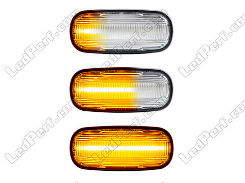 Lighting of the transparent sequential LED turn signals for Land Rover Defender
