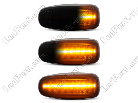 Lighting of the black dynamic LED side indicators for Mercedes CLK (W208)