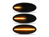 Lighting of the black dynamic LED side indicators for Nissan Note (2009 - 2013)