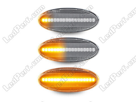 Lighting of the transparent sequential LED turn signals for Nissan Note (2009 - 2013)