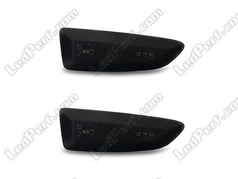 Front view of the dynamic LED side indicators for Opel Astra K - Smoked Black Color