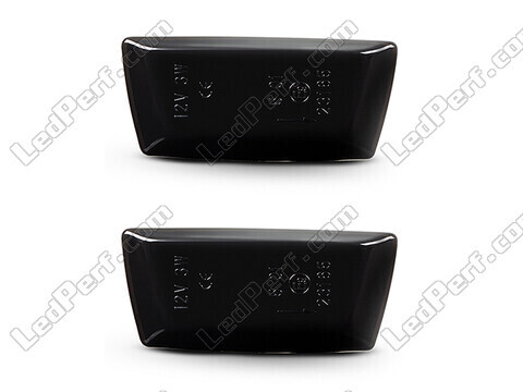 Front view of the dynamic LED side indicators for Opel Corsa E - Smoked Black Color