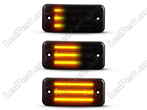 Lighting of the black dynamic LED side indicators for Peugeot Boxer II