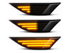Lighting of the black dynamic LED side indicators for Porsche 911 (991)