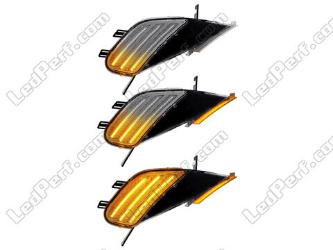 Lighting of the transparent sequential LED turn signals for Porsche Cayenne (2002 - 2006)