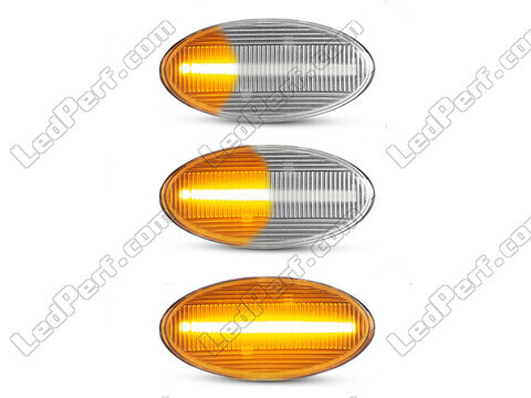 Lighting of the transparent sequential LED turn signals for Subaru Impreza GE/GH/GR