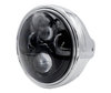 Example of round chrome headlight with black LED optic for Buell X1 Lightning