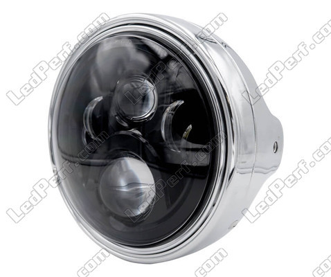 Example of round chrome headlight with black LED optic for Ducati Monster 996 S4R