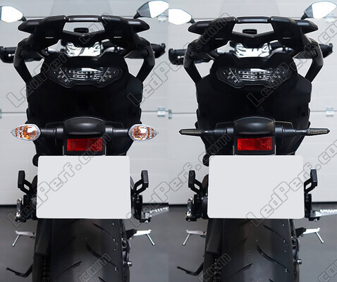 Comparative before and after installation Dynamic LED turn signals + brake lights for Suzuki Bandit 1200 N (2001 - 2006)