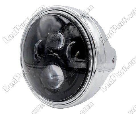 Example of round chrome headlight with black LED optic for Suzuki Van Van 125